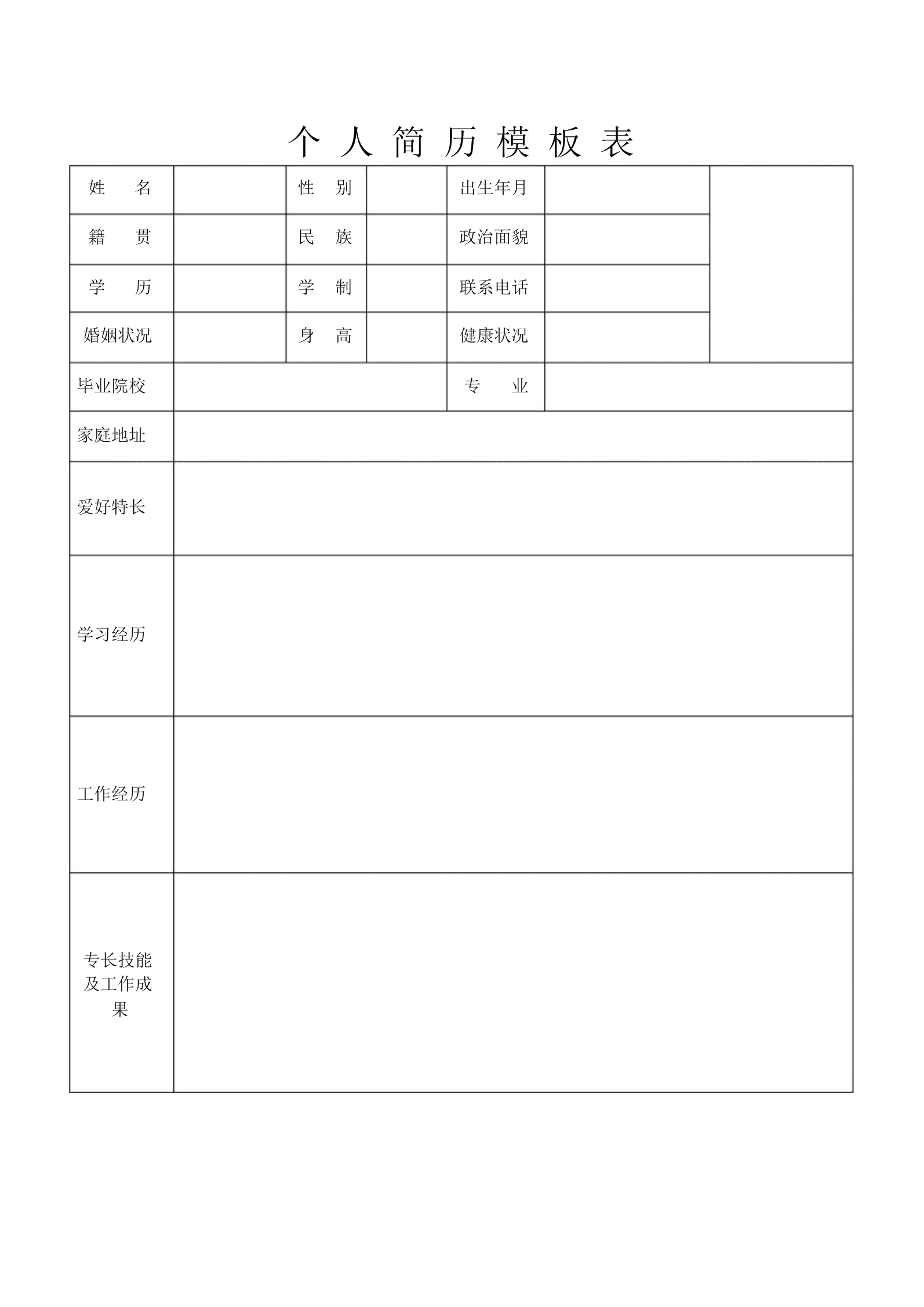 下载简历表格(免费下载简历表格)