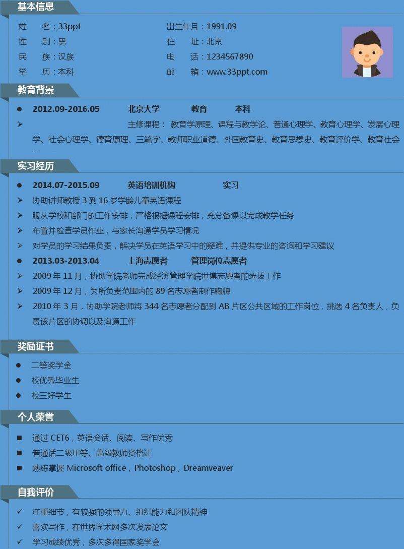 教师个人简历范文(教师个人简历范文简短)