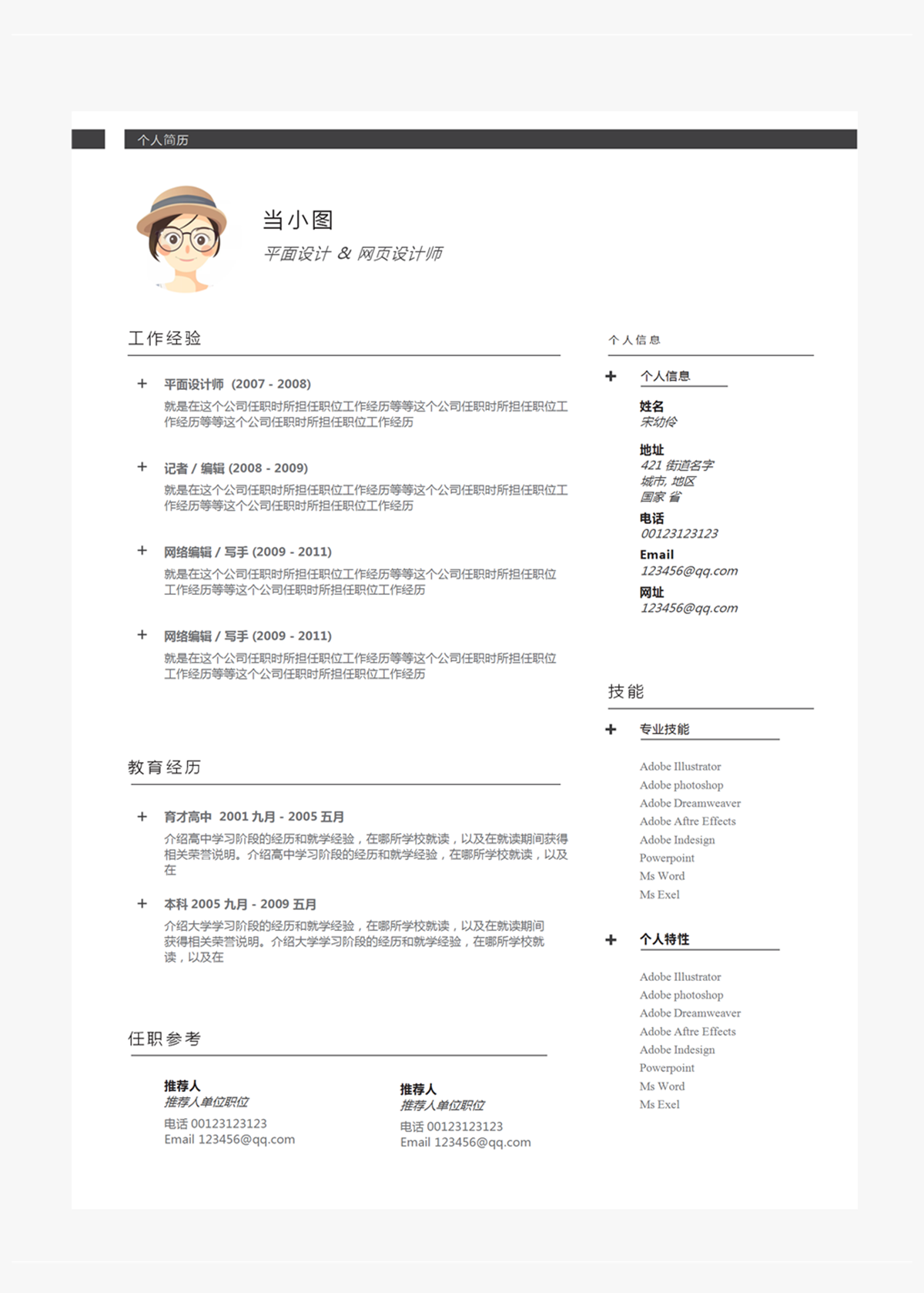 设计师求职简历模板(设计师求职简历怎么写)
