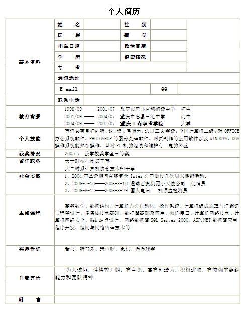 计算机专业简历模板(计算机专业简历模板大学生免费)