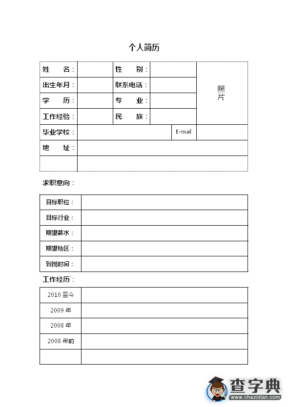 简历表格范文(免费个人简历表格范文)