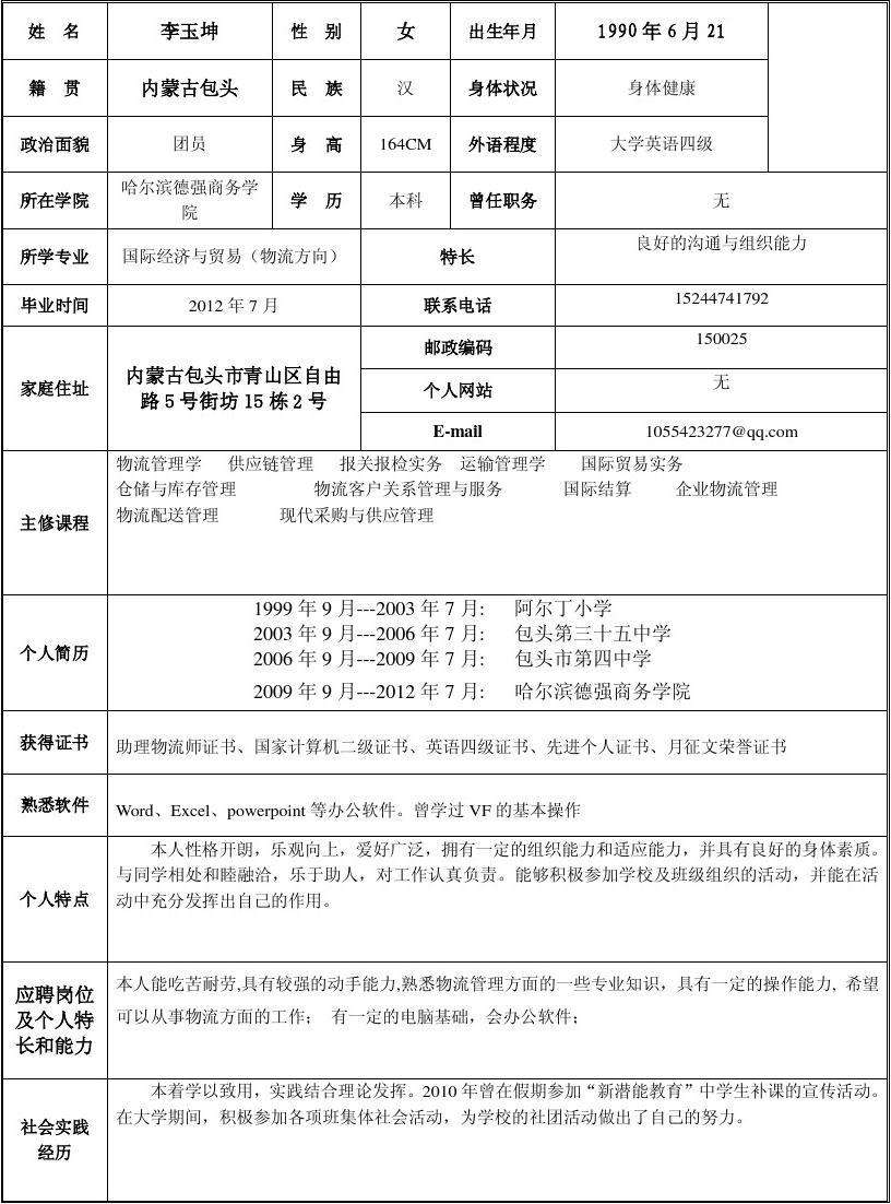 毕业生简历(毕业生简历怎么写)