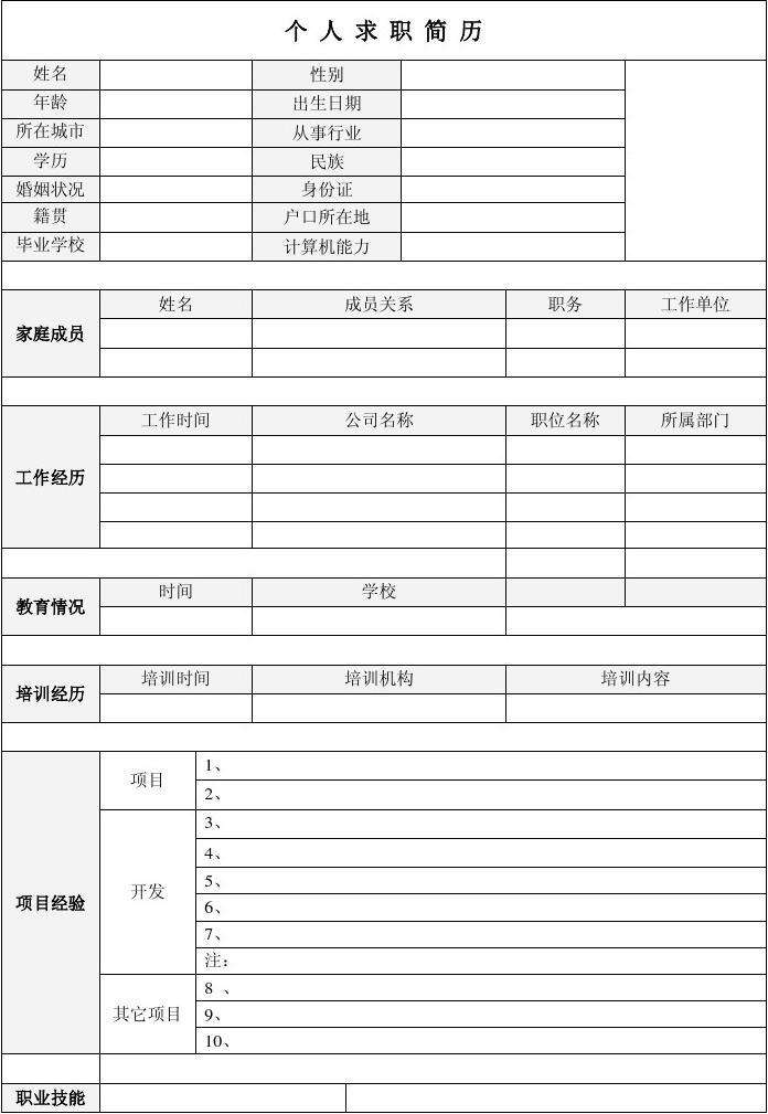 招聘简历(一份简单的个人简历)