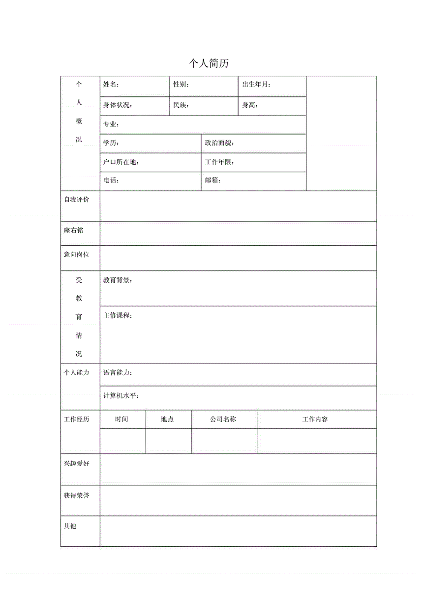 中文简历(中文简历转英文简历)