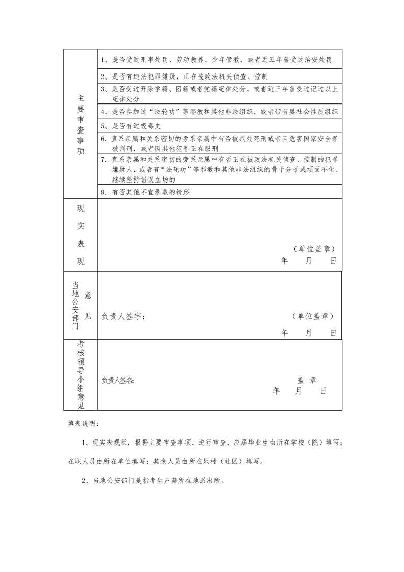 关于漳州事业单位招聘政审需要的信息